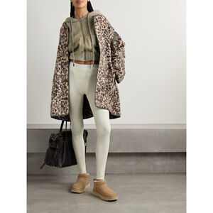 R13 Convertible Faux Leather Leopard Print Wool Taped Liner Coat Japanese Luxury